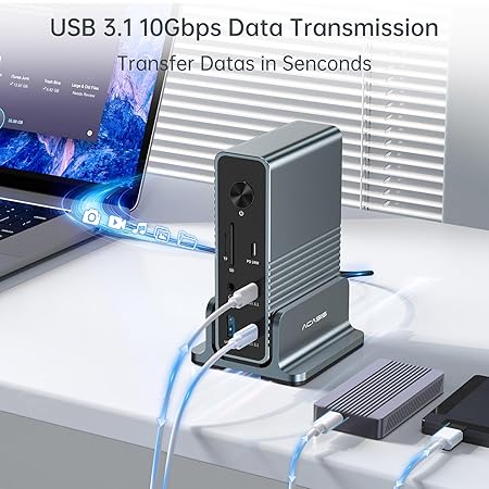 Docking Station, ACASIS Docking Station Triple Display Monitor, USB C Dock with 100W PD, Dual 4K HDMI, DP 4K60Hz, 2*USB 3.1, 3*USB 3.0, LAN, SD/TF, Audio, Laptop Docking Station for MacBook