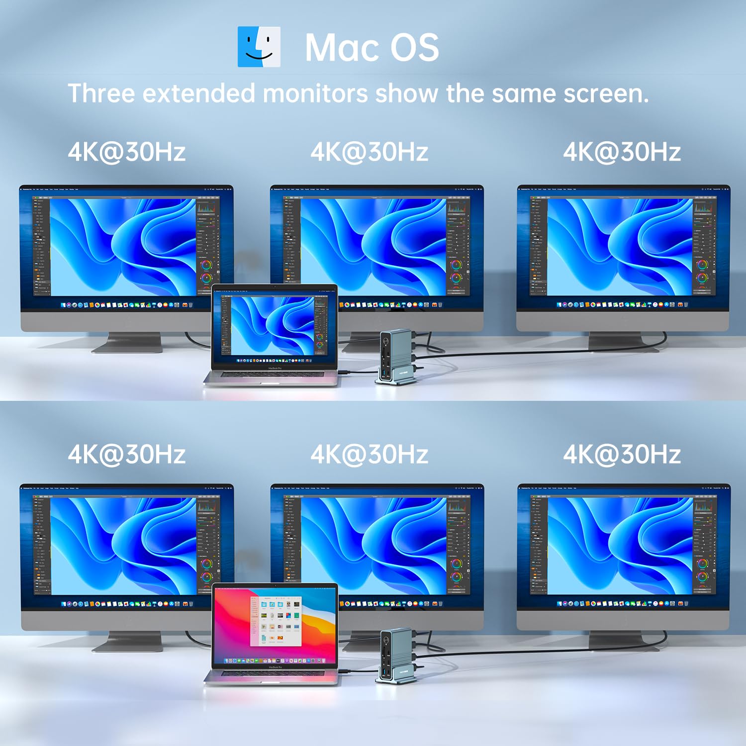 Docking Station, ACASIS Docking Station Triple Display Monitor, USB C Dock with 100W PD, Dual 4K HDMI, DP 4K60Hz, 2*USB 3.1, 3*USB 3.0, LAN, SD/TF, Audio, Laptop Docking Station for MacBook