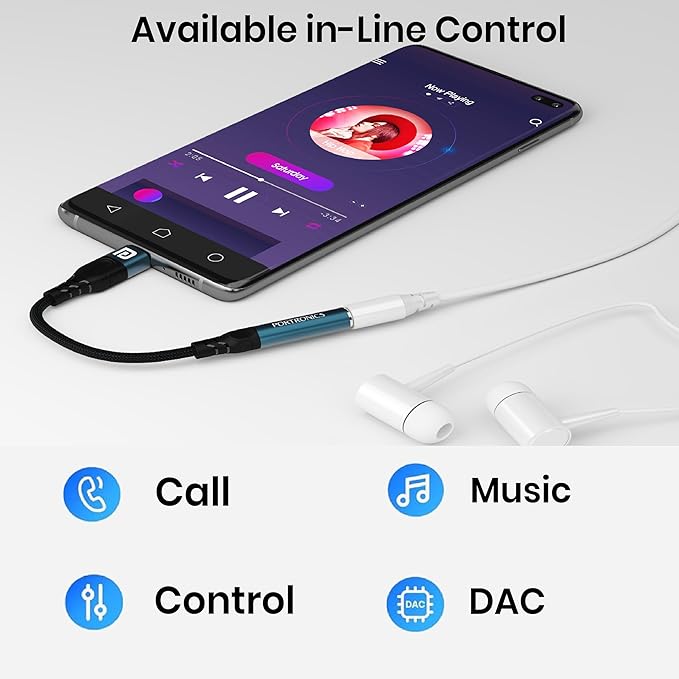 C Pro Type C to 3.5 mm Audio Jack Connector with DAC Headphone Converter Adapter Compatible with iPhone 15 Pro Max/15 Pro/15 Plus, Galaxy S23/S22/S21/S208 & Other Type C Phones