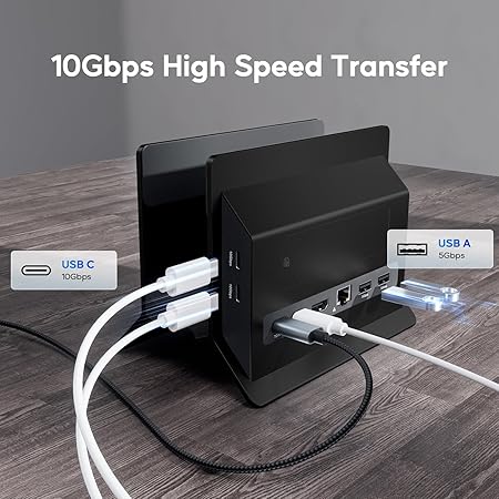 ertical MacBook Docking Station, Docking Station for Mac mini with M.2 NVMe case for MacBook Pro/Air, 4K@60Hz HDMI, 2USB C 10Gbps, SD/TF, 100W PD, RJ45, 2 USB A for Windows Laptops